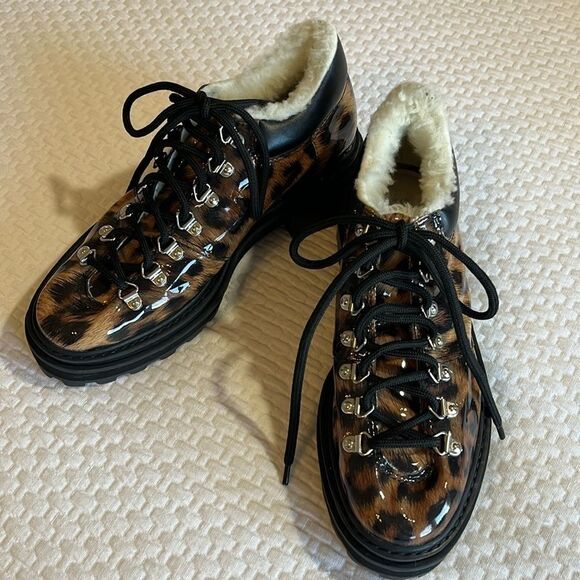 SCHUTZ LEOPARD PATENT BOOT SIZE 7.5 - Picture 1 of 4
